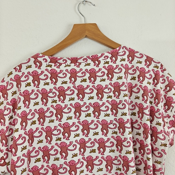 Roller Rabbit Pima Cotton Monkey Printed Short Sleeve Pajama T-shirt Size Small - Picture 12 of 14